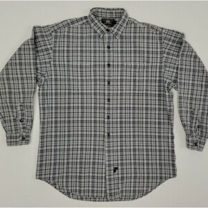 RRL Double RL Ralph Lauren Heavy Flannel Shirt Men L Gray Plaid Workwear